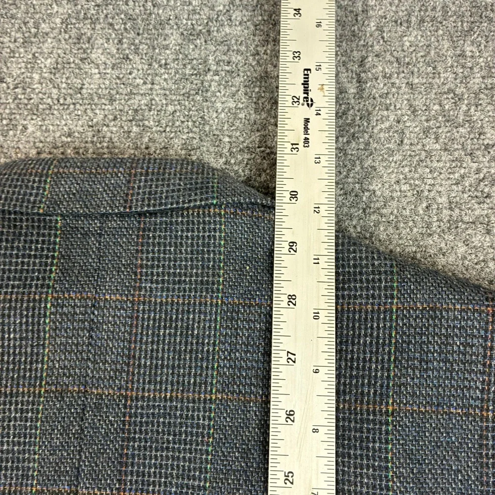 Haggar Mens Plaid Blazer Sport Coat Grey Blue Windowpane Two‎ Button Jacket 42